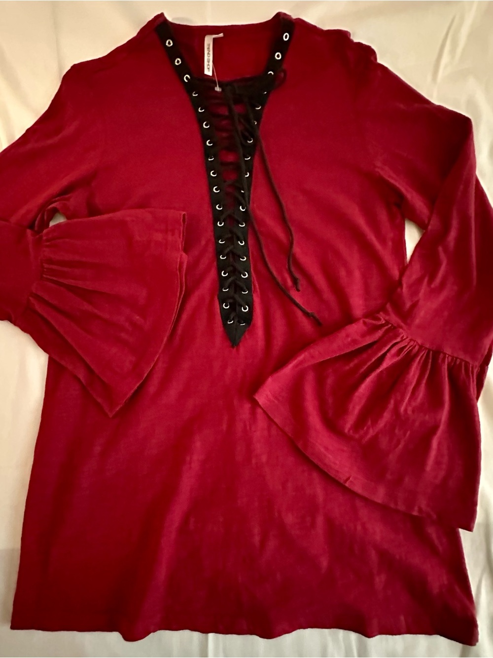 Bell-Sleeve Lace-Up Tunic Top 2 cotton, goth, rocker peasant hippieGrung Y2K